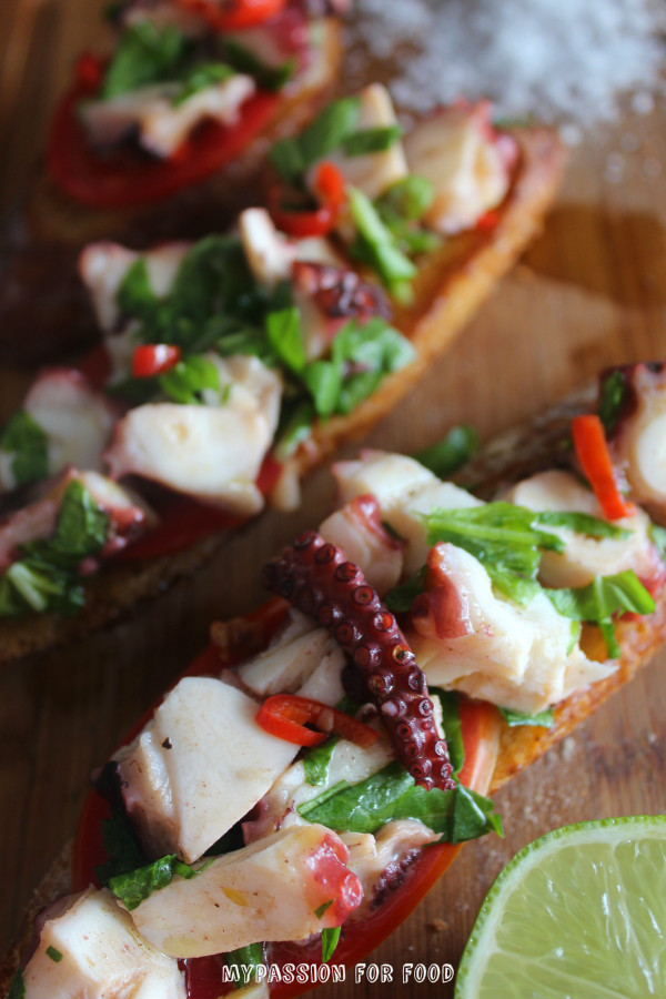 Octopus Salad on Toasted Baguette (10 March 2014 )