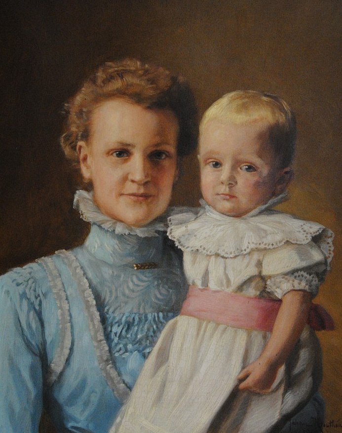 Porträtt av Amy Krouthén med sonen Gunnar 1903, privat ägo