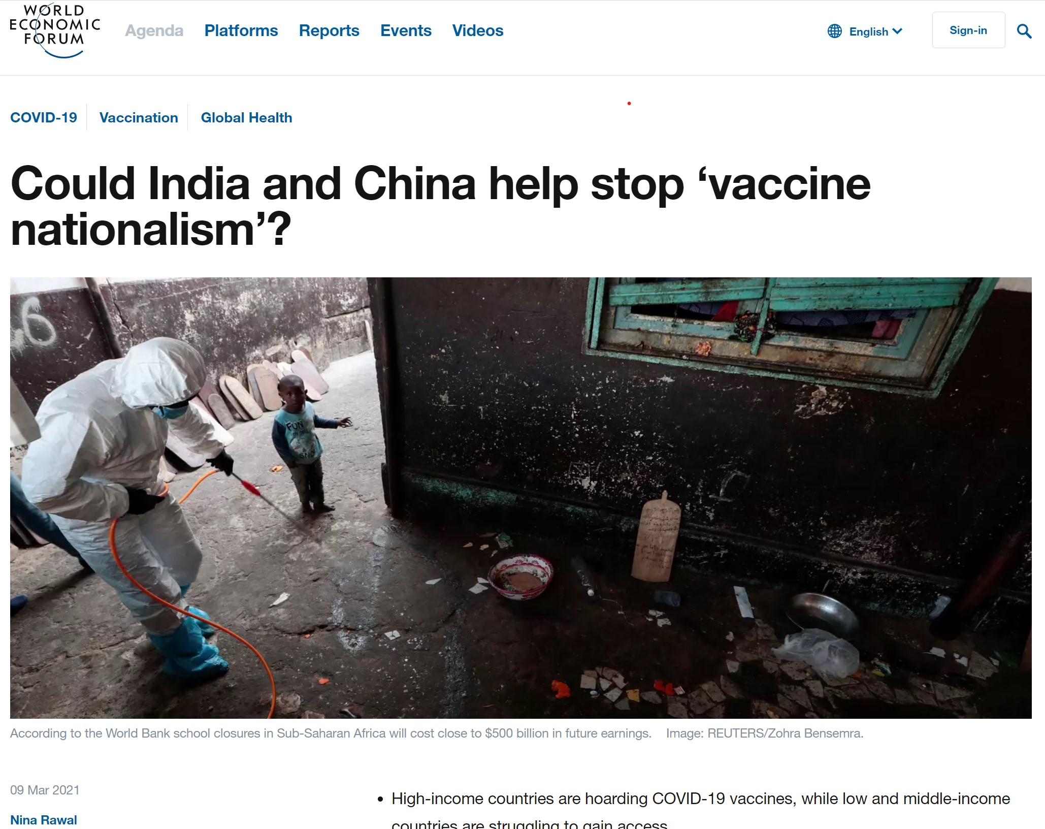 WEF Agenda series on LMIC healthcare in the pandemic, Part II