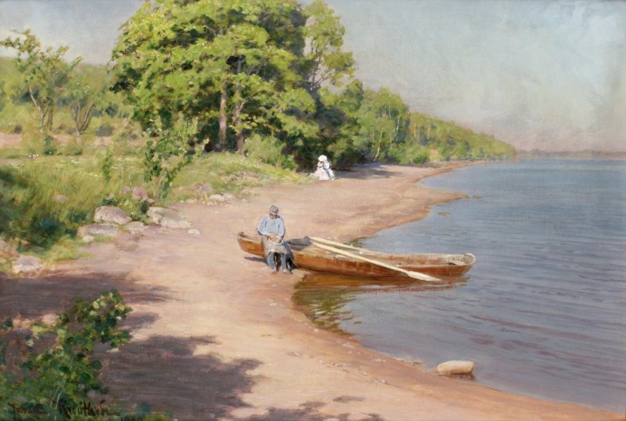 Roddbåt vid strand 1890, Bukowskis