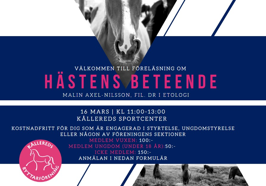 Föreläsning om hästhållning och hästvälfärd med Malin Axel-Nilsson