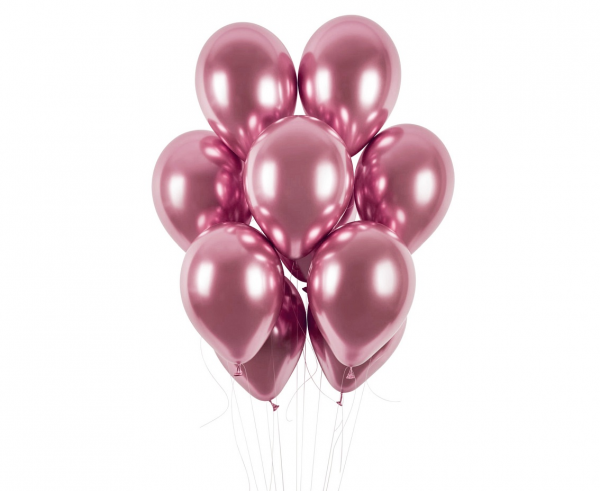 Rožinis chrominis balionas 35cm