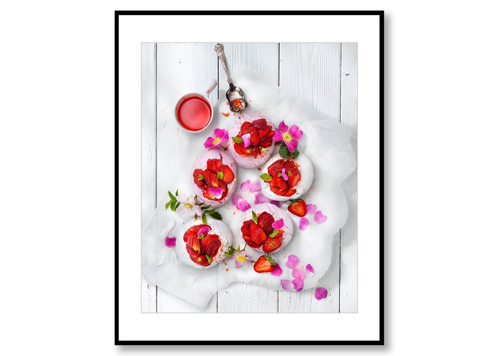 Meringues with strawberries. Food Art. Prints for sale. Photo by Fredrik Rege