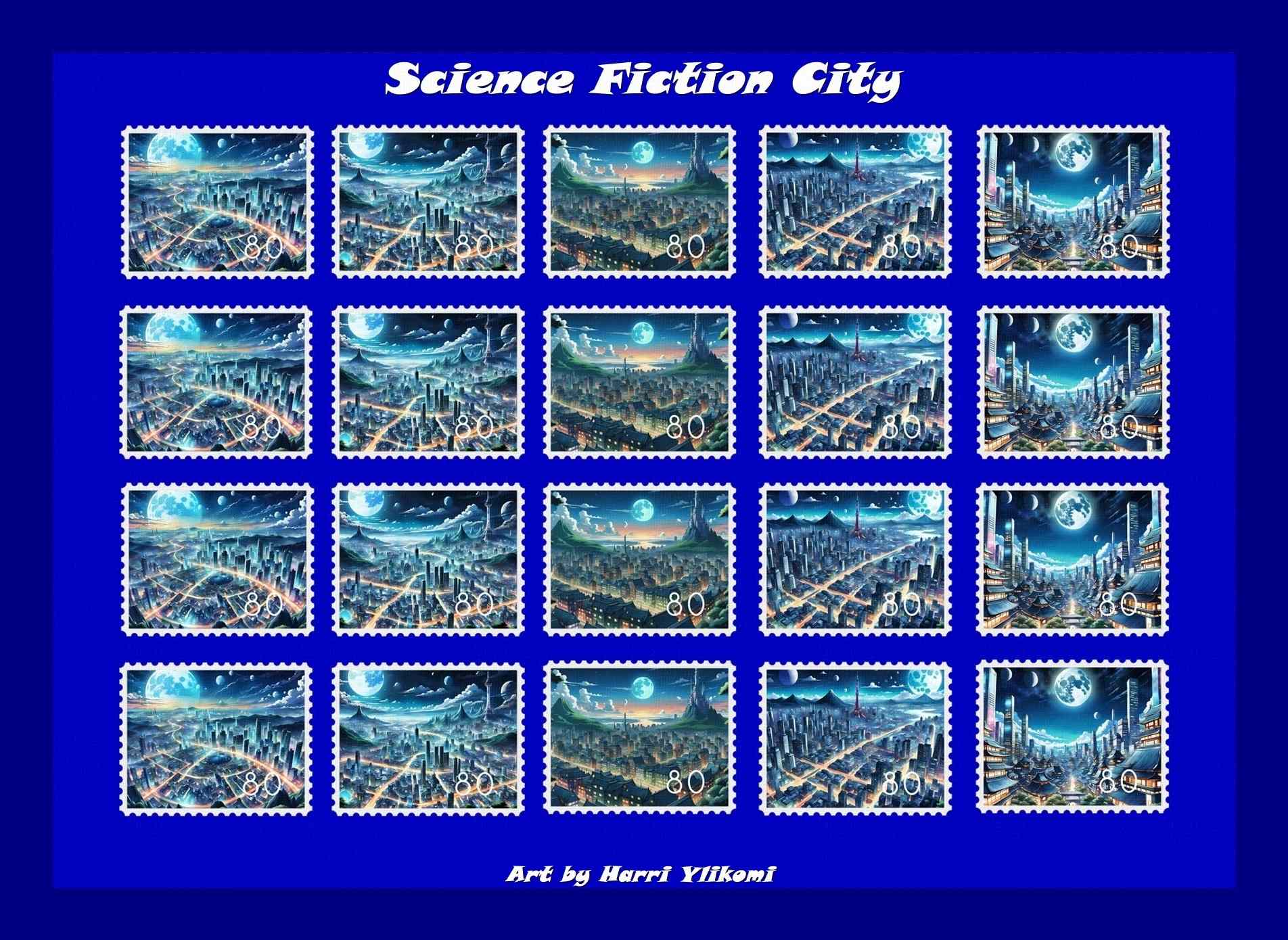 Anime Science Fiction City konst poster storlek A4