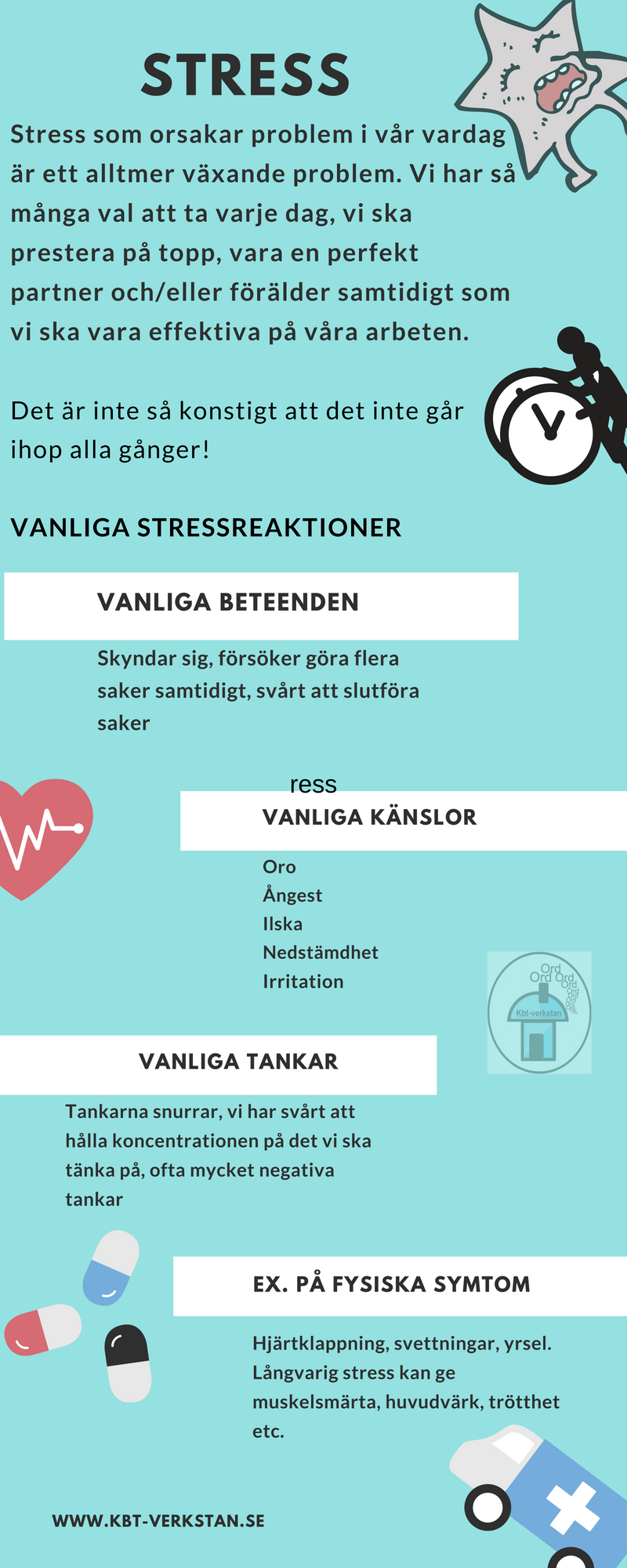 Vanliga symtom vid stress. www.kbt-verkstan.se