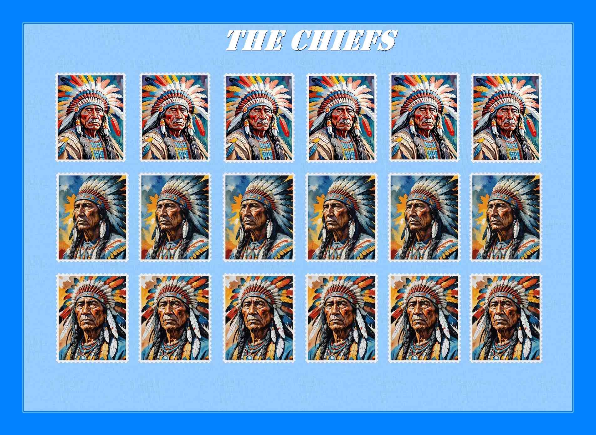 Native American Chiefs konst poster storlek A4