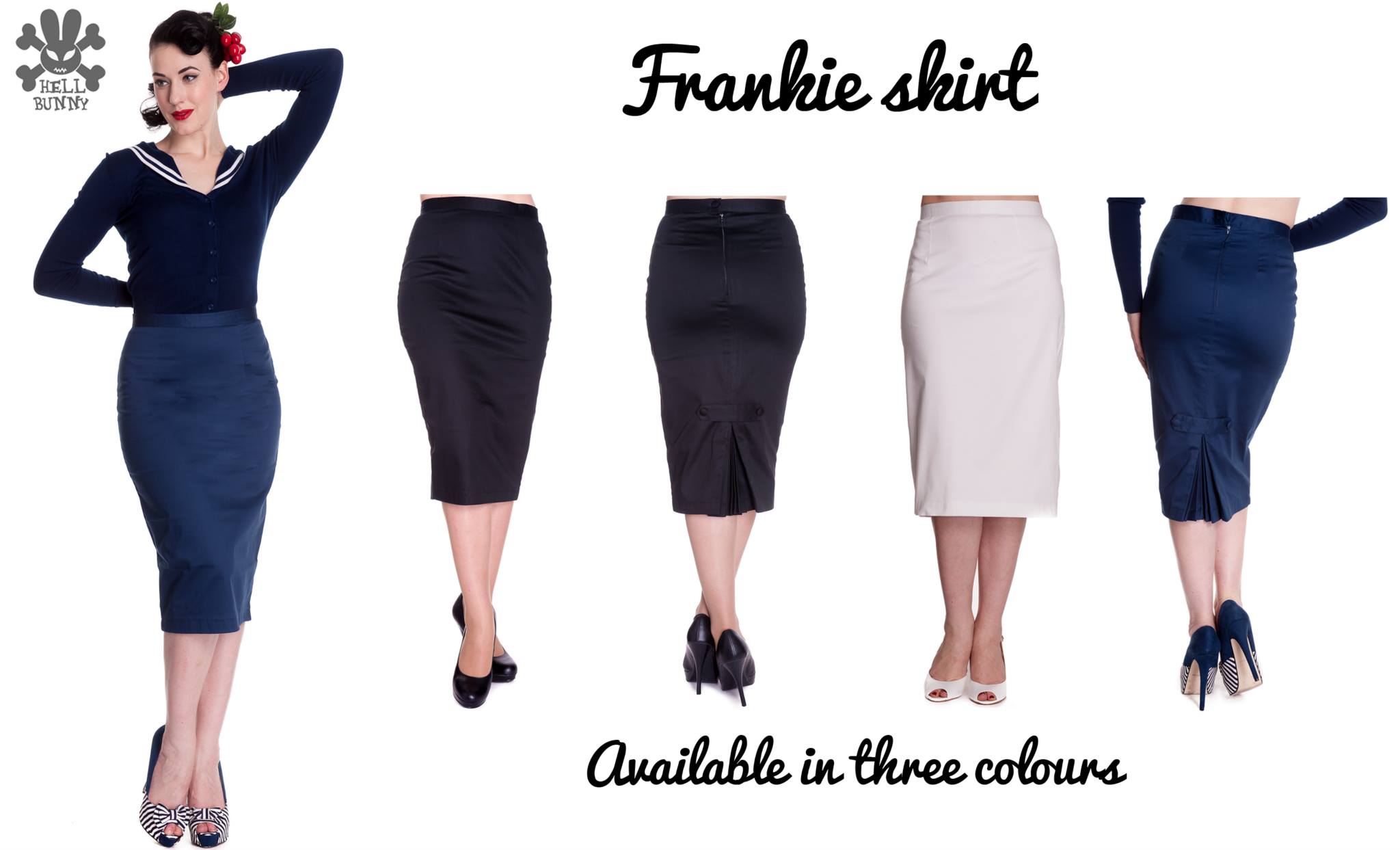 Hellbunny Frankie, Enfärgade pencil skirt/kjol