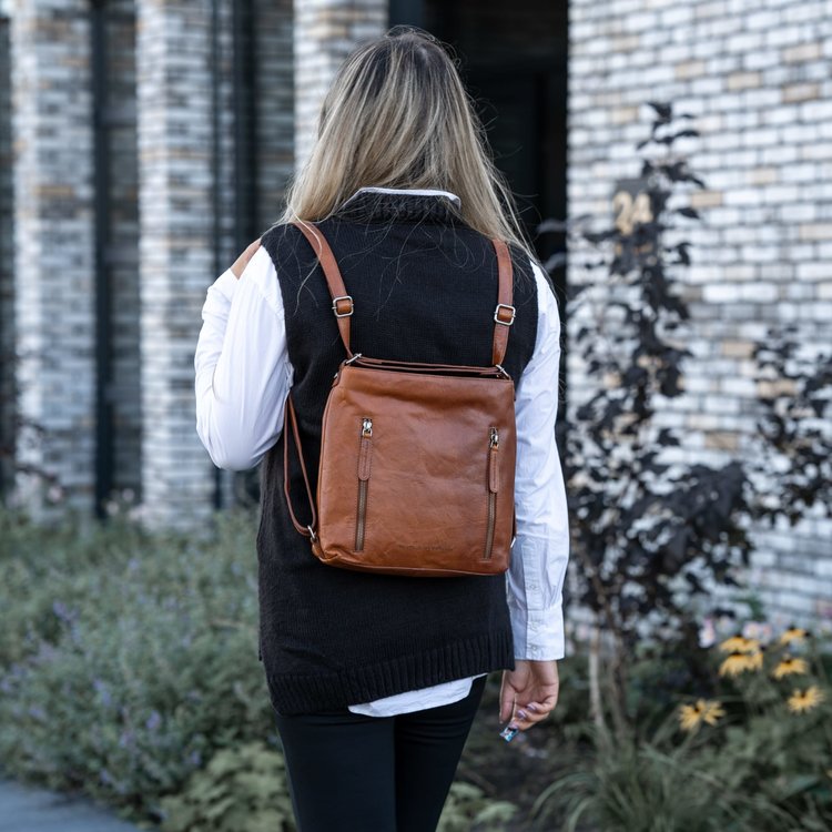 Backpack/Shoulder bag "Naples" cognac
