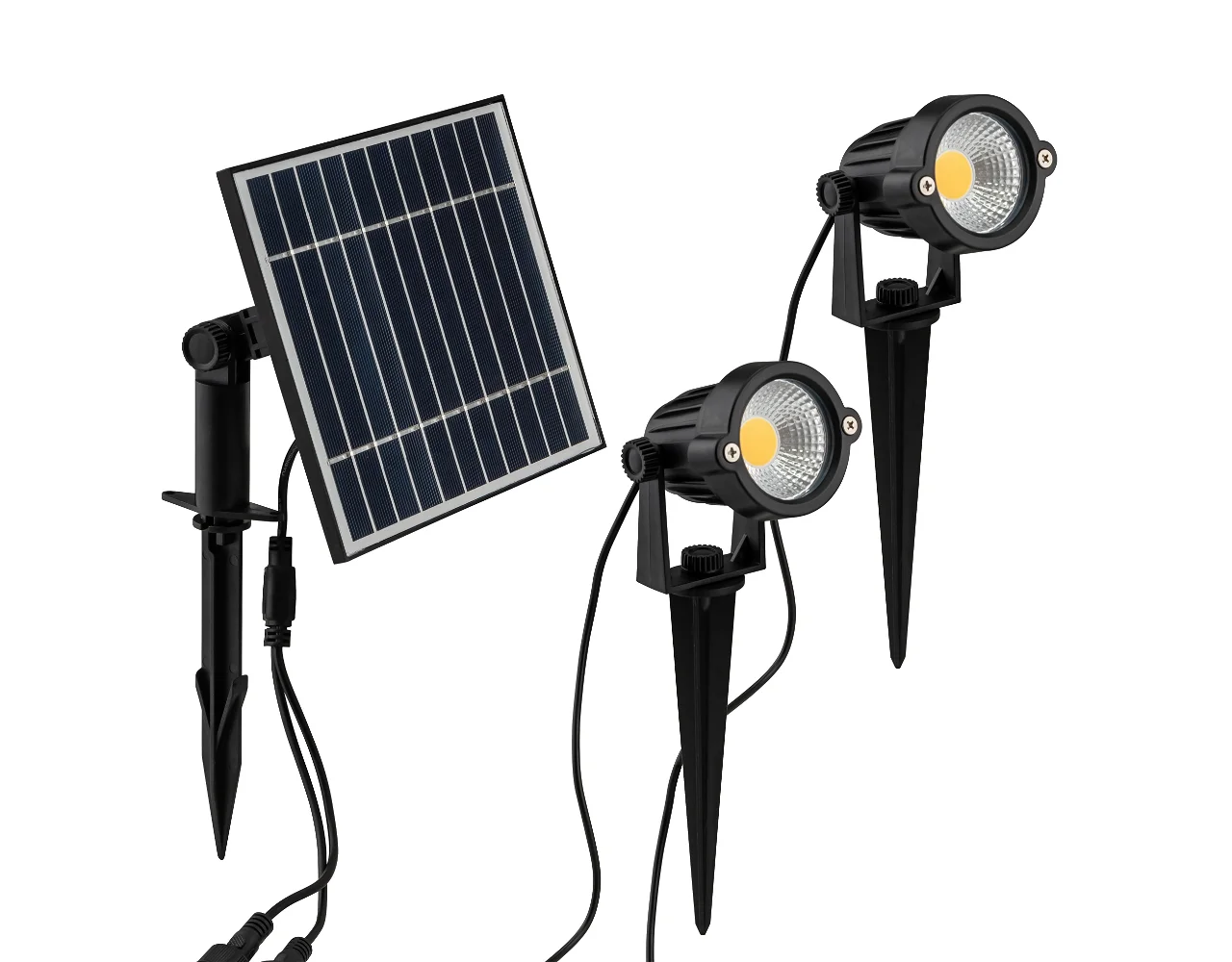 Įsmeigiami LED lauko šviestuvai įkraunami saulės energija, IP65, 2 vnt
