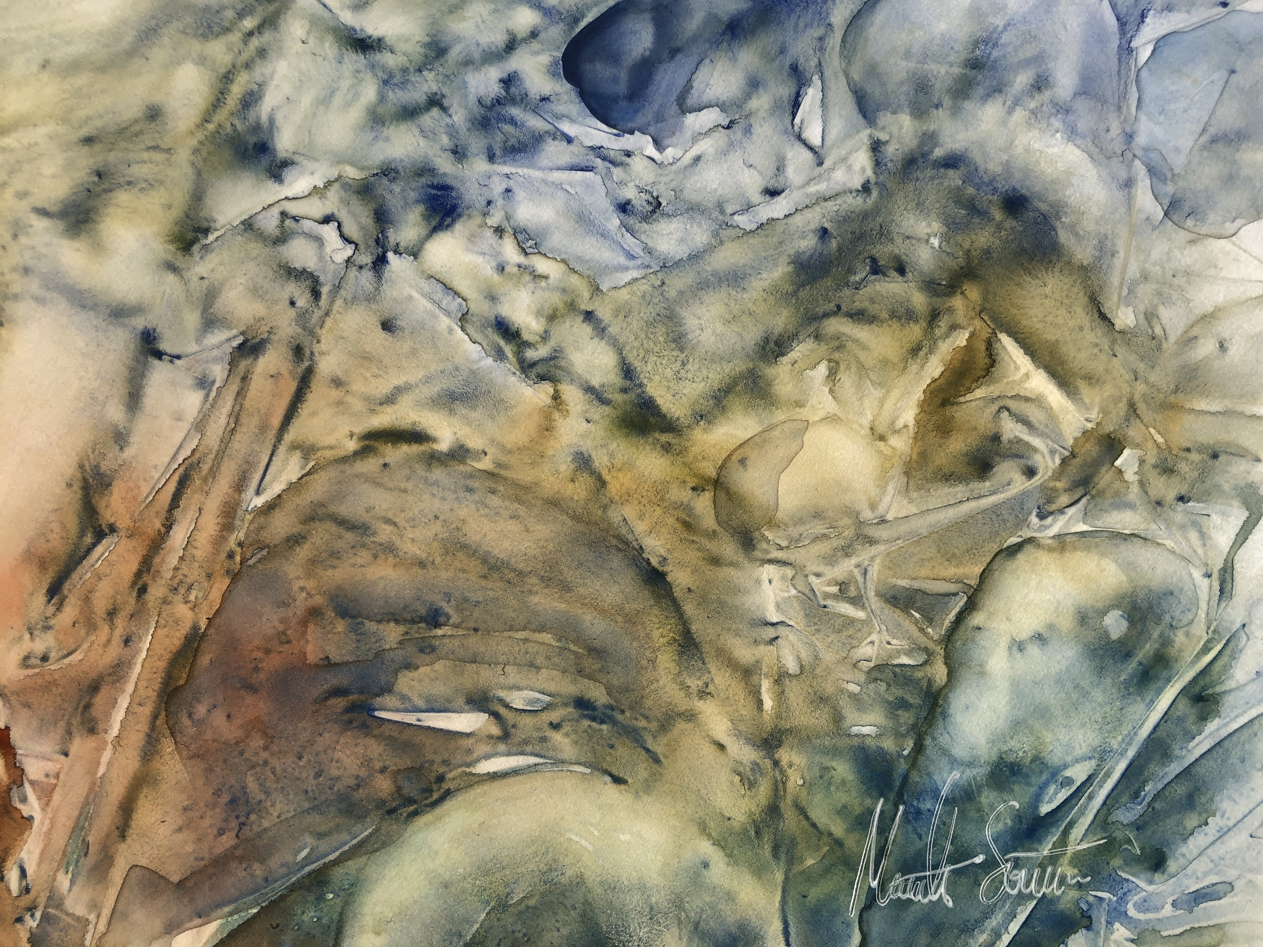 Watercolour on stone paper - abstract painting
