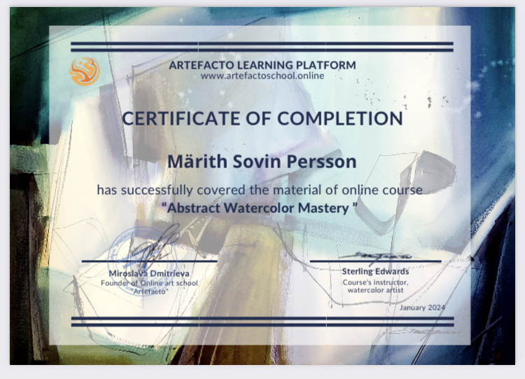 Certificate of completion Abstract watercolour