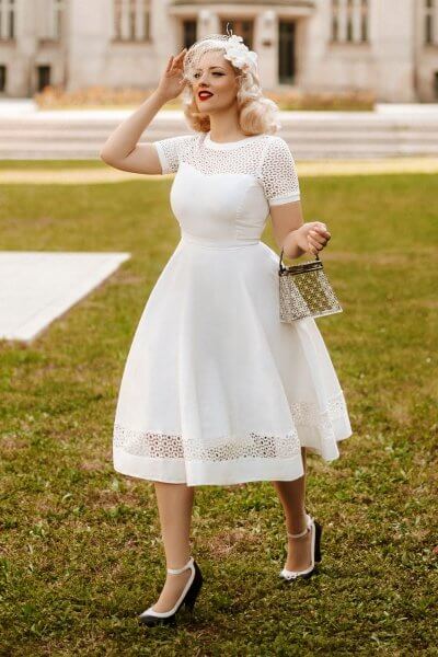 Dolly&Dotty  Tess Lace Embroidered Sleeved Dress