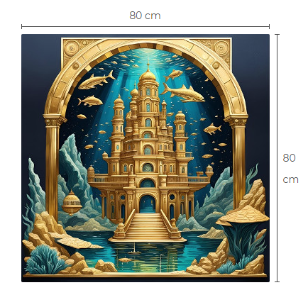 Unik Atlantis aluminiumtavla storlek 80 cm x 80 cm