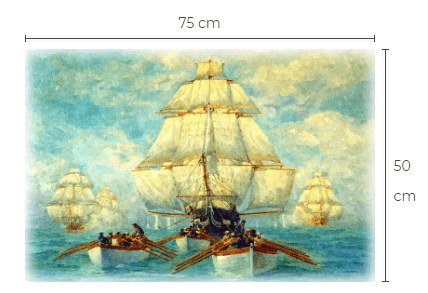 Segelfartyg konst trätavla storlek 50 cm x 75 cm