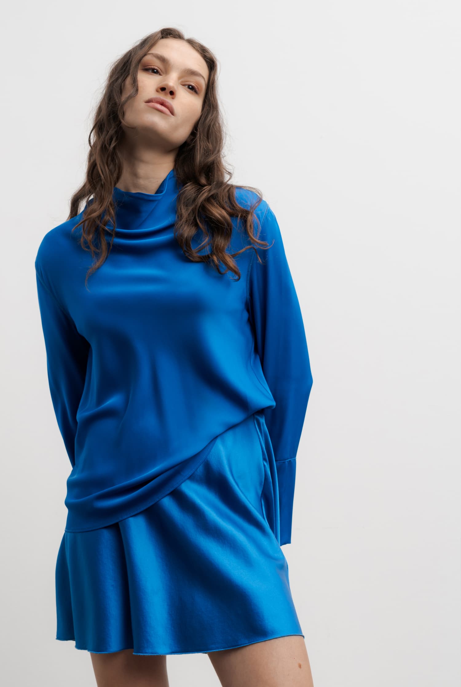 Ayumi silk blouse kobolt blue