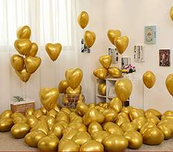 Hjärtballonger, guld, 10st.