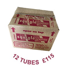 Image of a case of 12 Squigle Junior toothpaste