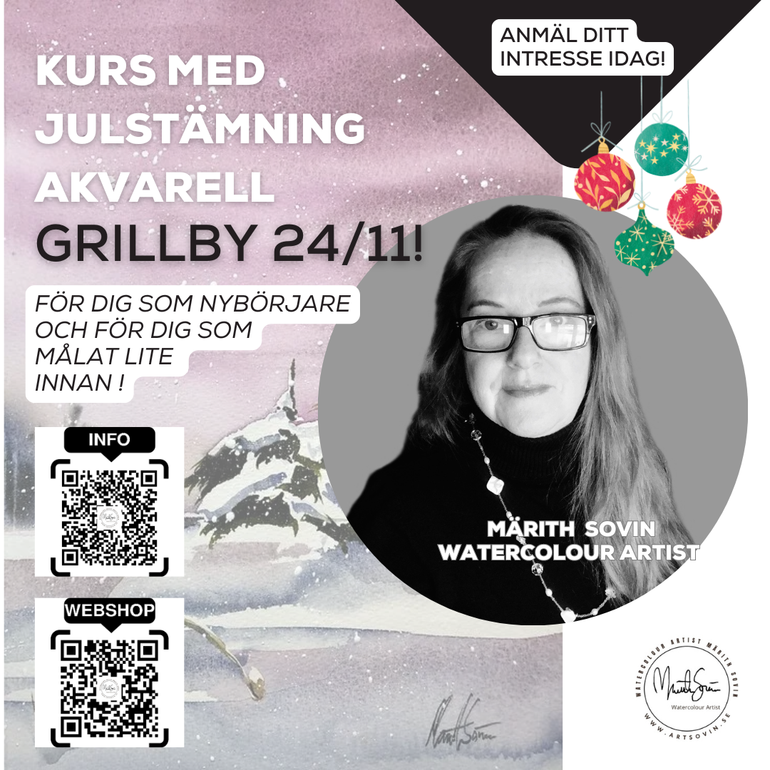 Akvarellkurs med jultema (Grillby, Enköping) 24/11