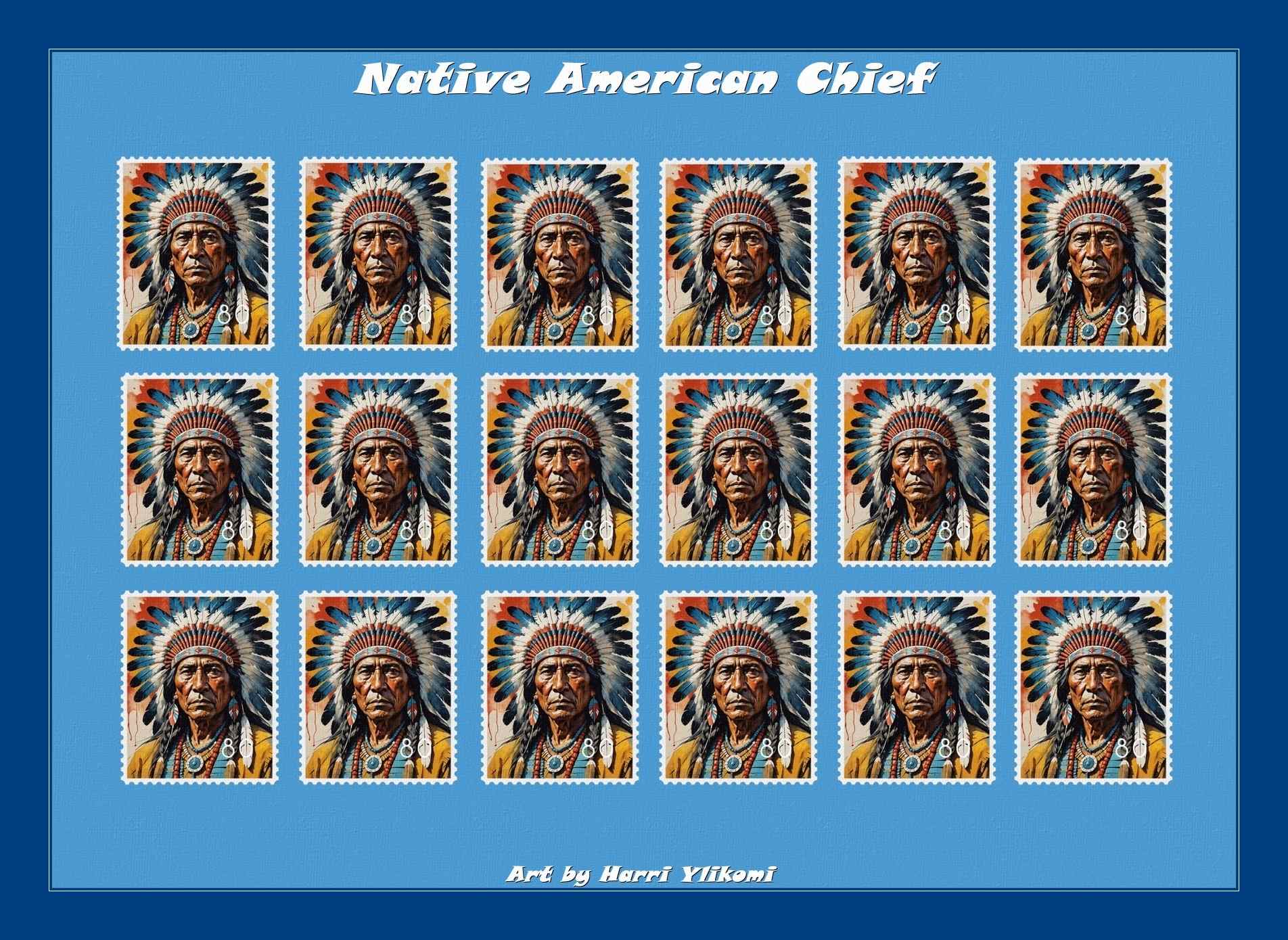 Native American Chief konst poster storlek A4
