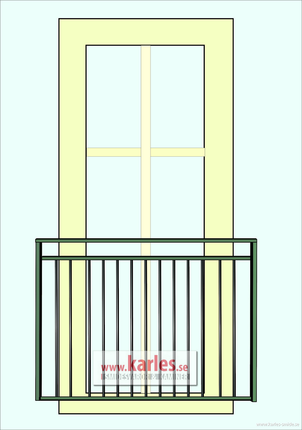 Fransk balkongräcke B6 _ VARMFÖRZINKAD_ PULVERLACKAT_ L.100cm C/C _svart