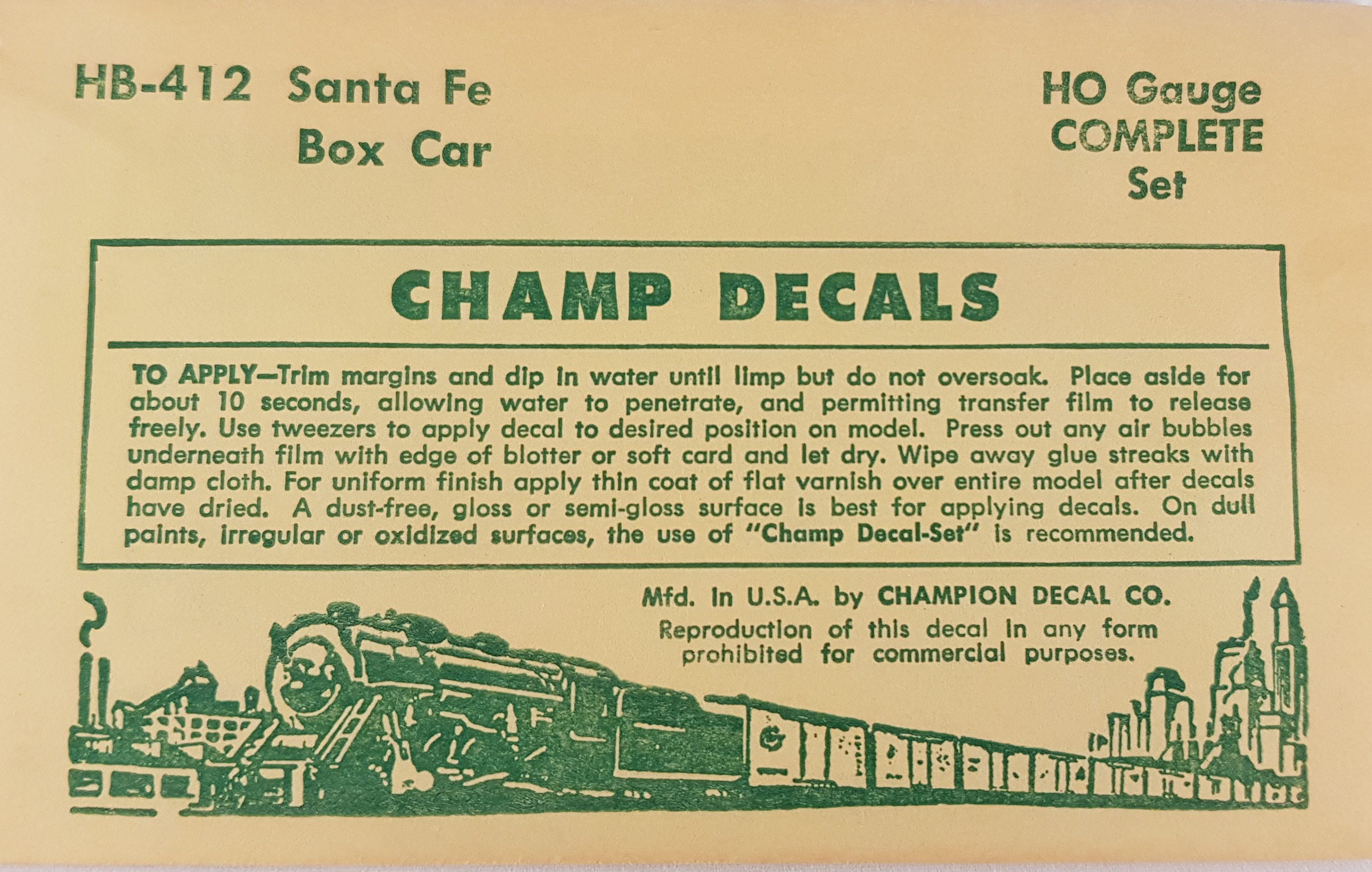 Champ Decals HB-412 Box Car Santa Fe, skala H0, K30