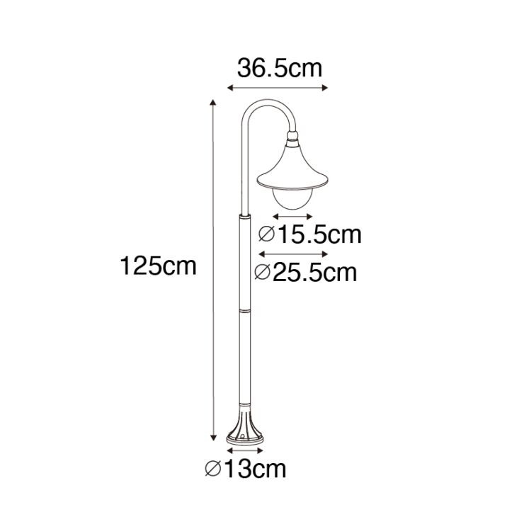 Klasikinis lauko žibintas juodas 125cm IP44