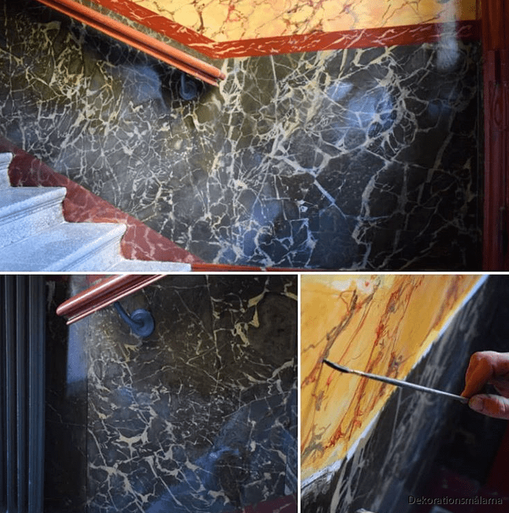 Dekorationsmåleri i trapphus i stockholm