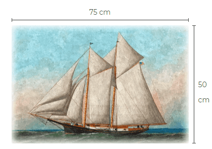 Segelfartyg konst trätavla storlek 50 cm x 75 cm