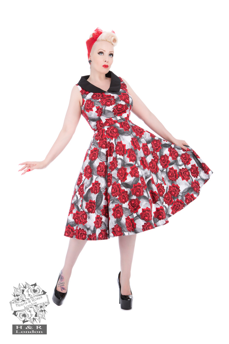 Heart&Roses Red Rose Swing dress stl XS-XL