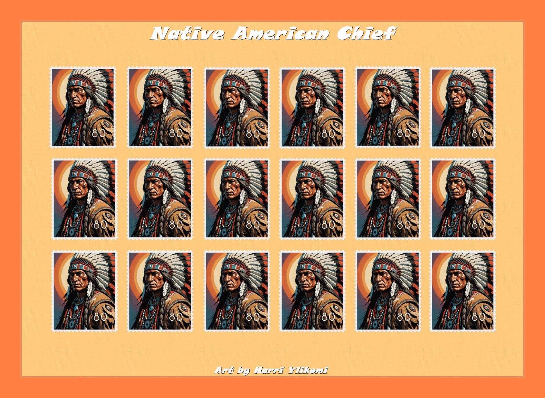 Native American Chief konst poster storlek A4