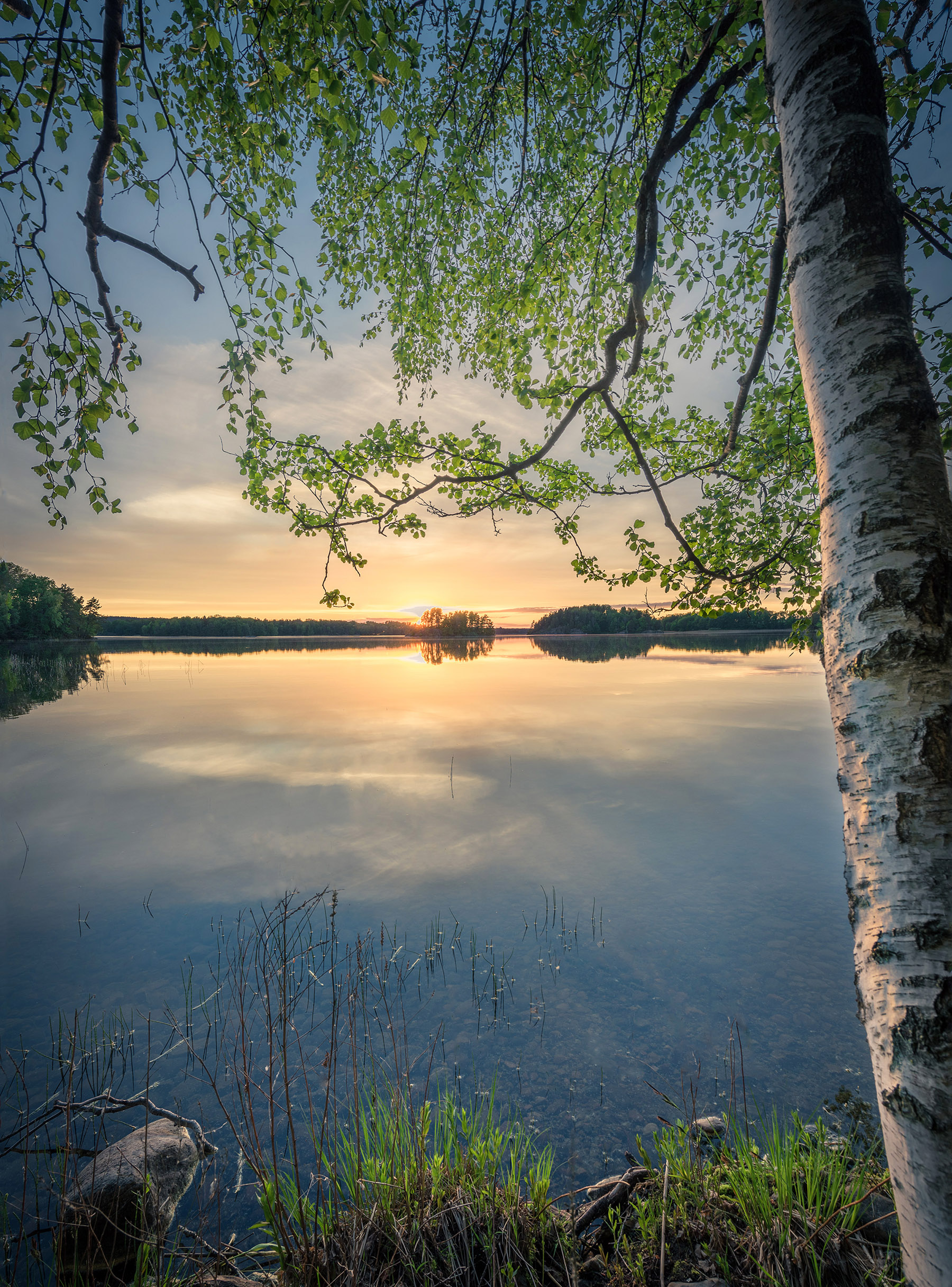 solnedgång östergötland sjö