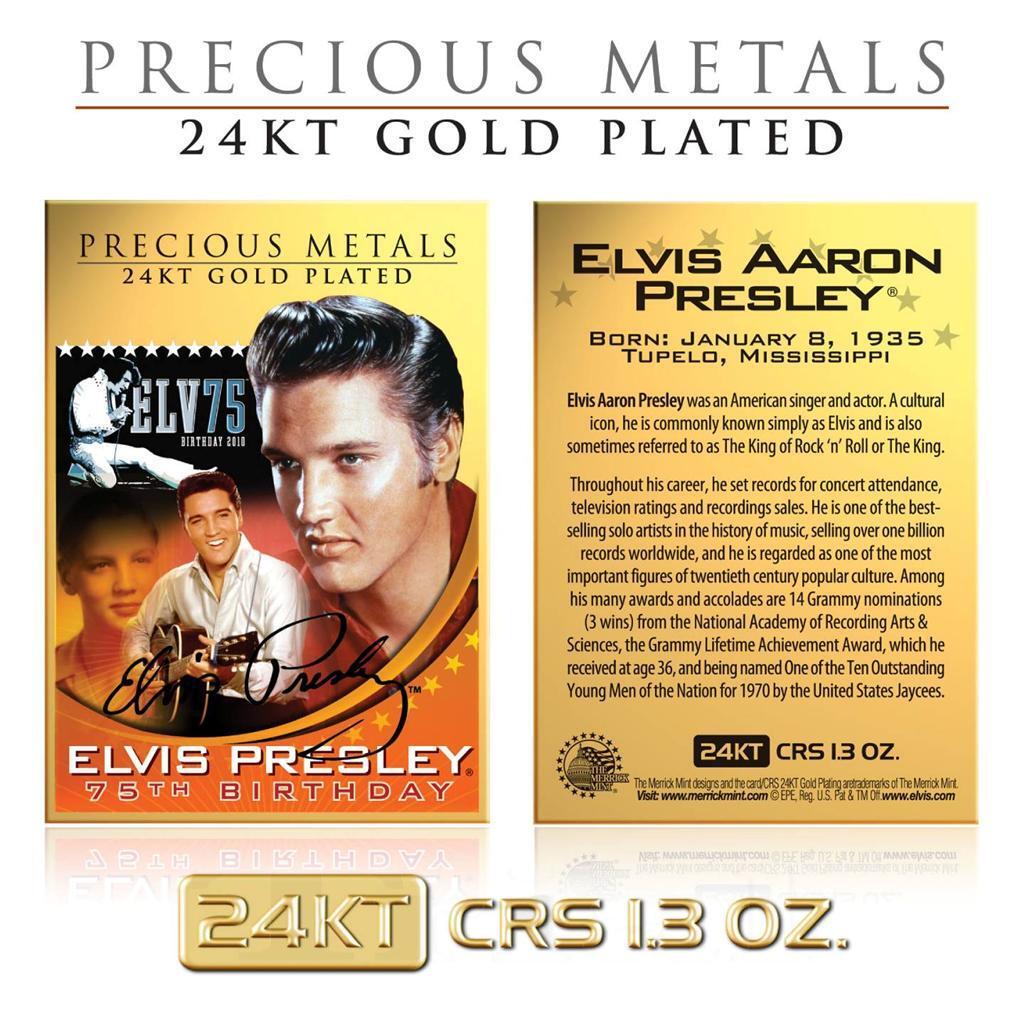 Elvis Presley 24k guldpläterad 1,3 OZ metal samlarbild