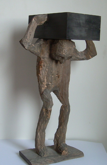 KANTAJA | puu ja muste | wood and ink | 56 x 24 x 36 cm | 2007