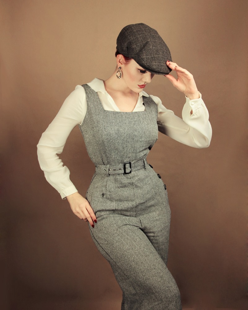 Collectifs Gertrude 40`s herringbone jumpsuit endast stl 4XL