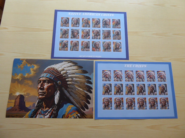 3 st. olika Native American Chief konst poster storlek A4