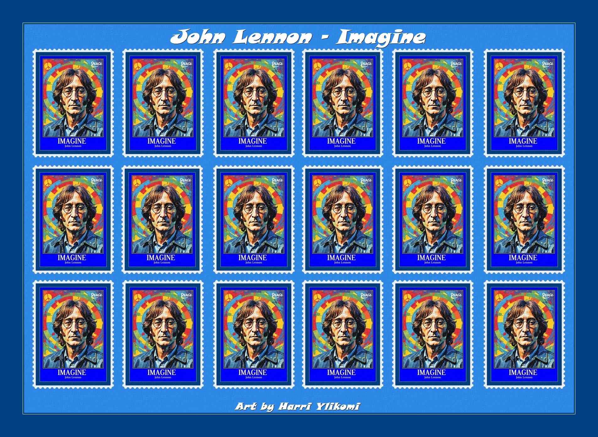 John Lennon Imagine The Beatles konst poster storlek A4